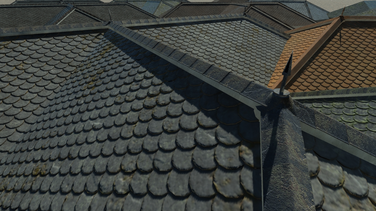 Fish scale roof tiles